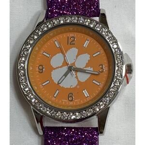 Clemson Tigers Ladies Crystals Watch, Glitter Band, NCAA
